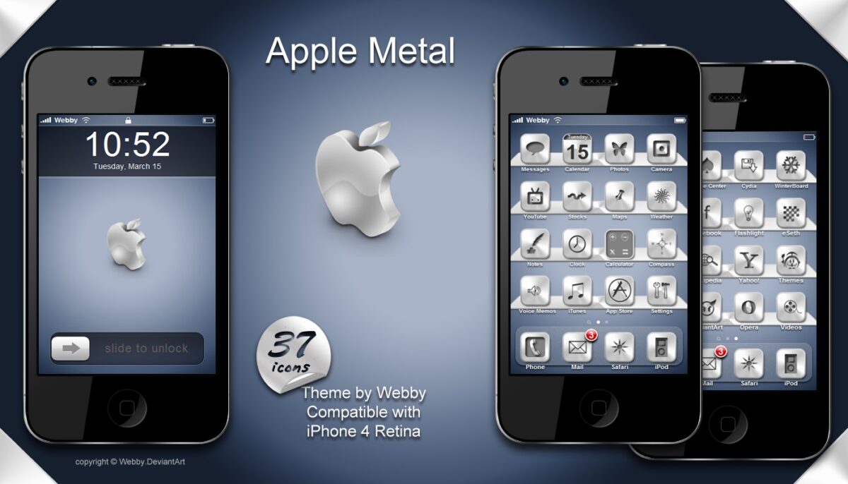 apple iphone4 theme with metal icons