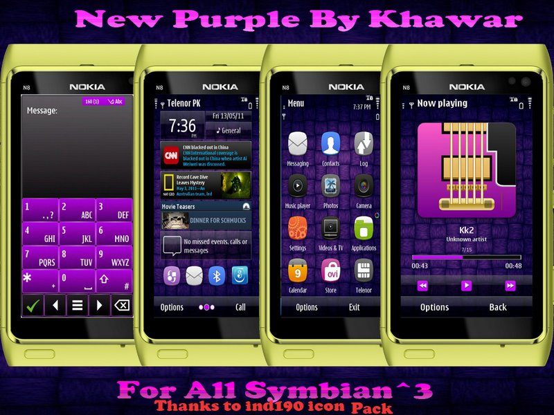 symbian3 purple mobile theme