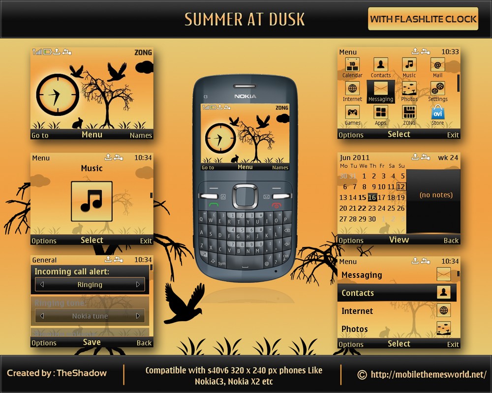 Summer at Dusk for Nokia s40v6 X2-01 theme