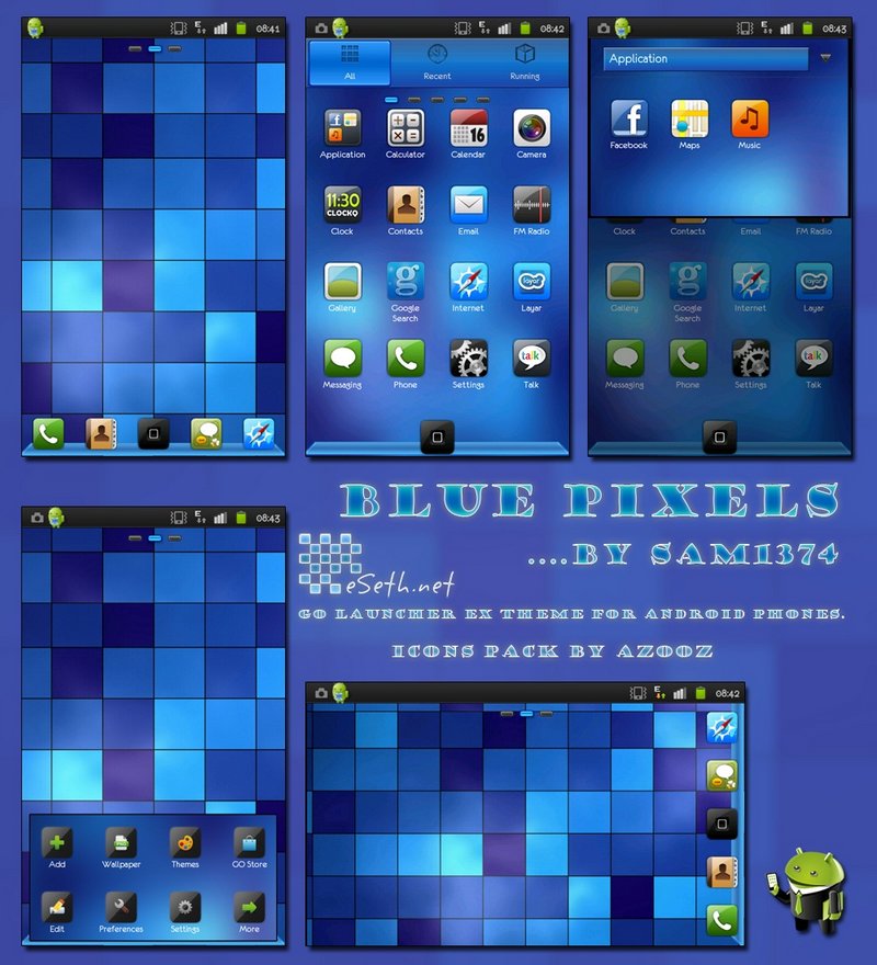 Free android theme Blue Pixels Android Theme by Sam1374