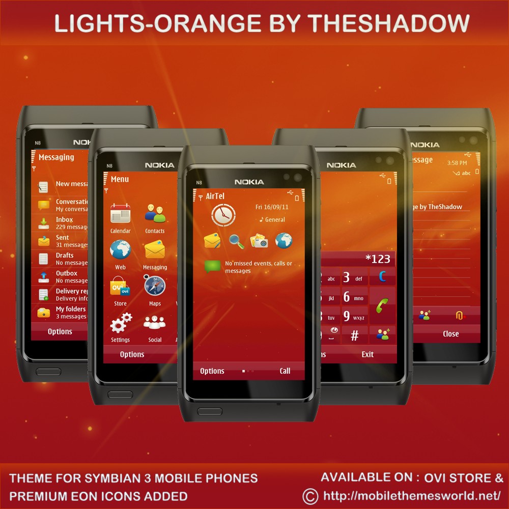 Lights Orange Symbian 3 theme by TheShadow
