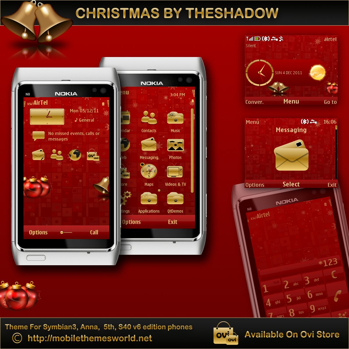 Christmas theme for Nokia C3, X2-01, Asha 200, 201, Symbian Anna and 5th phones