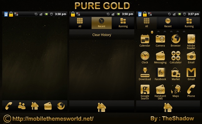 Pure Gold Go Launcher EX Android Phone Theme by TheShadow