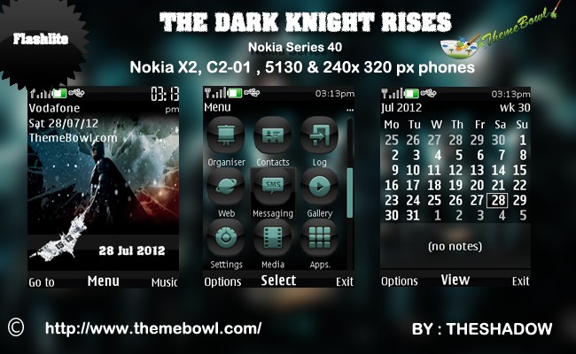 The Dark Knight Rises theme for Nokia 5130, C2-01, X2-00 and 240 x 320 px phones