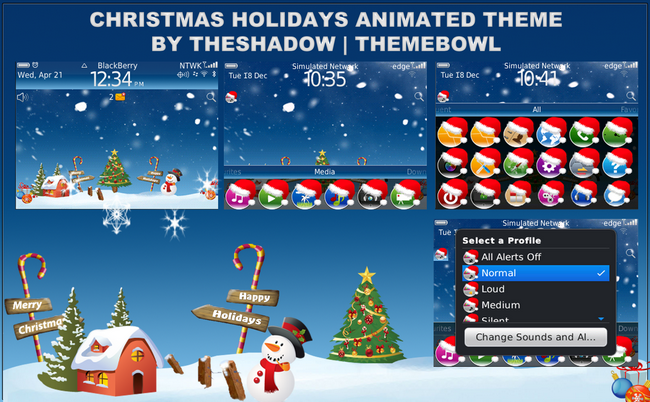 animated christmas snow theme for blackberry